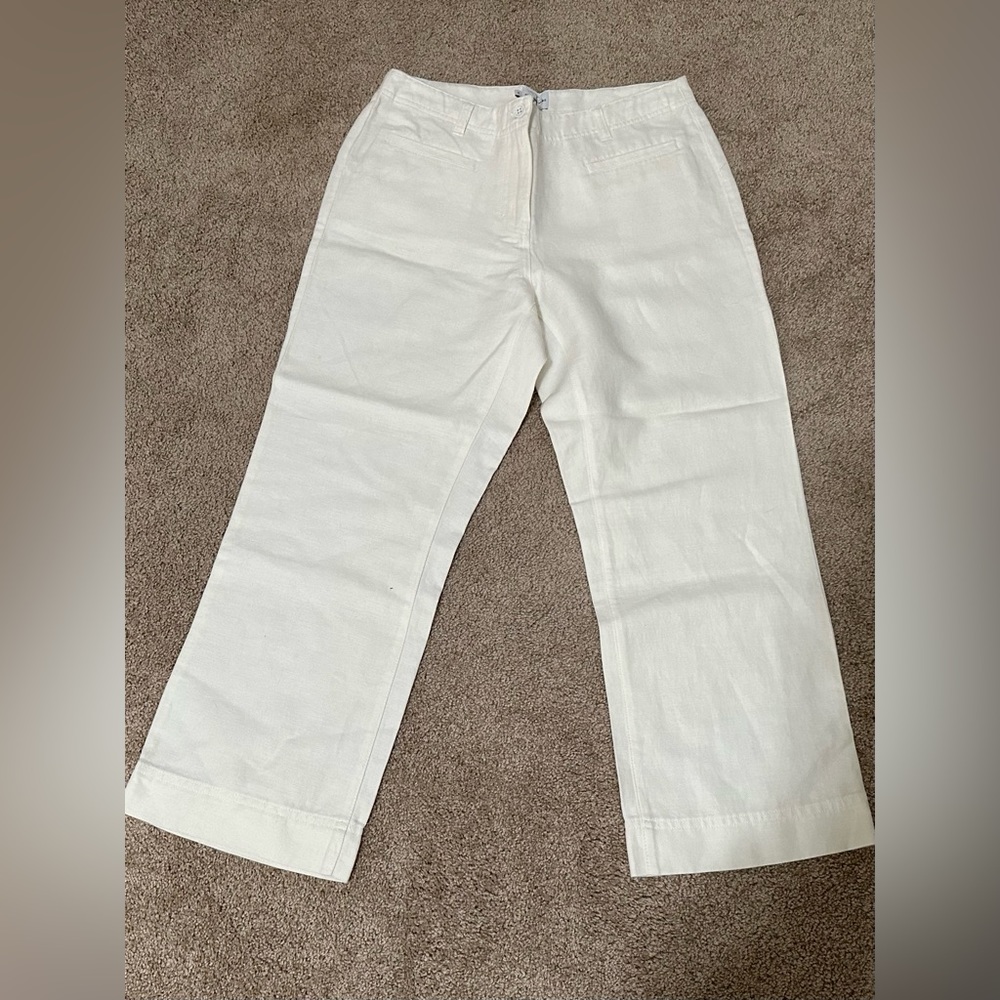 Calvin Klein Cream Linen blend pants Size 6